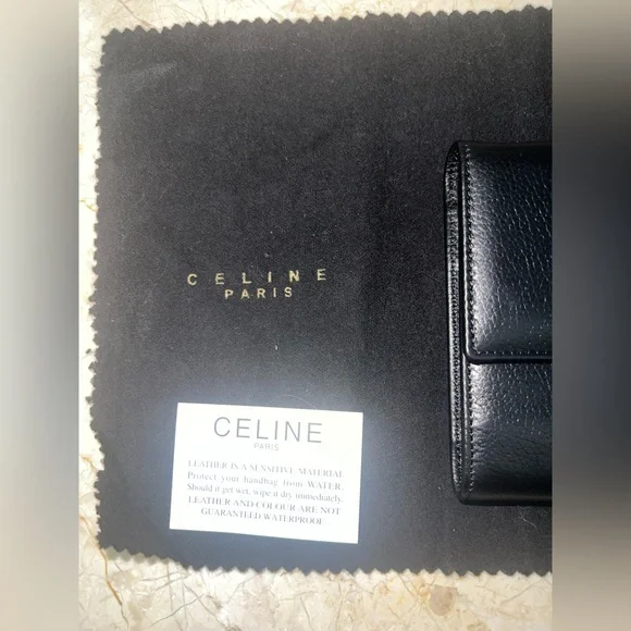 Vintage Céline Long Continental Wallet Black Calfskin Gold Snap + Full Set - Picture 3 of 12